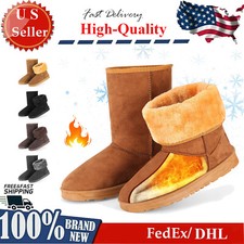 Women's Winter Warm Snow Mid Calf Boots Faux Fur Suede Non-slip Boots Outdoor