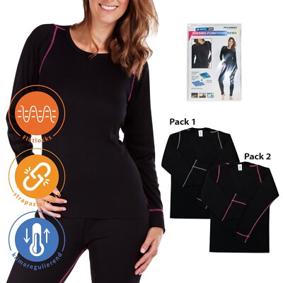 Ski Sport Damen Funktionswäsche lang schwarz / pink / grau S-XL Thermo Hemd