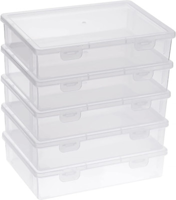 BTSKY Clear Plastic Storage Box with Flap Lid, Multipurpose Small-6 Pack 