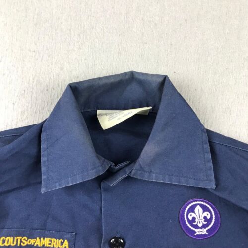 Boy Scouts Of America Shirt Boys Small Blue Centennial Uniform Button Up Patch * - Picture 2 of 15