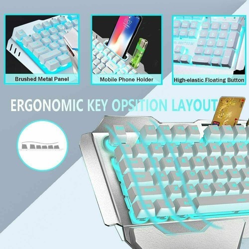 PC Gaming Keyboard Mouse Set Wireless Built-In Battery Rainbow Backlit Ergonomic - Picture 4 of 15