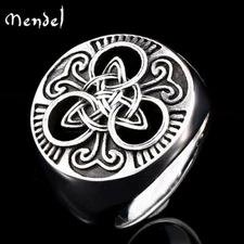 MENDEL Mens Stainless Steel Irish Celtic Triquetra Trinity Knot Ring Size 7-15