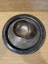 Oneida SILVER CUBE Scroll Edge Chip and Dip Server Vintage 12" Diameter 5" Bowl