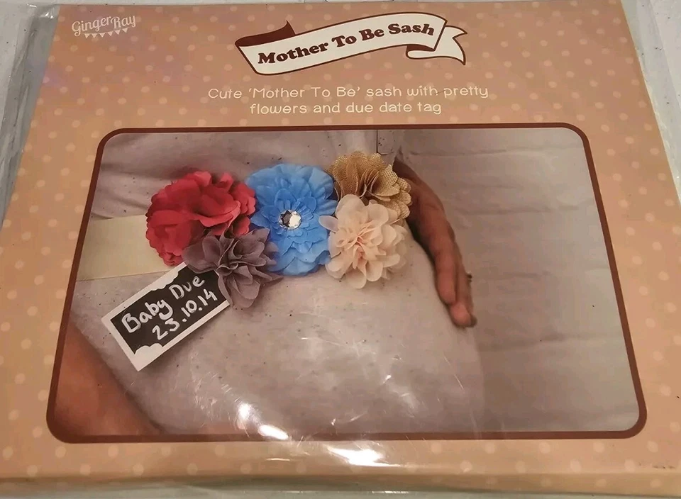 Faja madre raya jengibre para baby shower decoraciones para mamá Foto 2 de 4