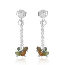 Multi Tourmaline Dangler Beads Earring 925 Sterling Silver Gemstone Jewelry