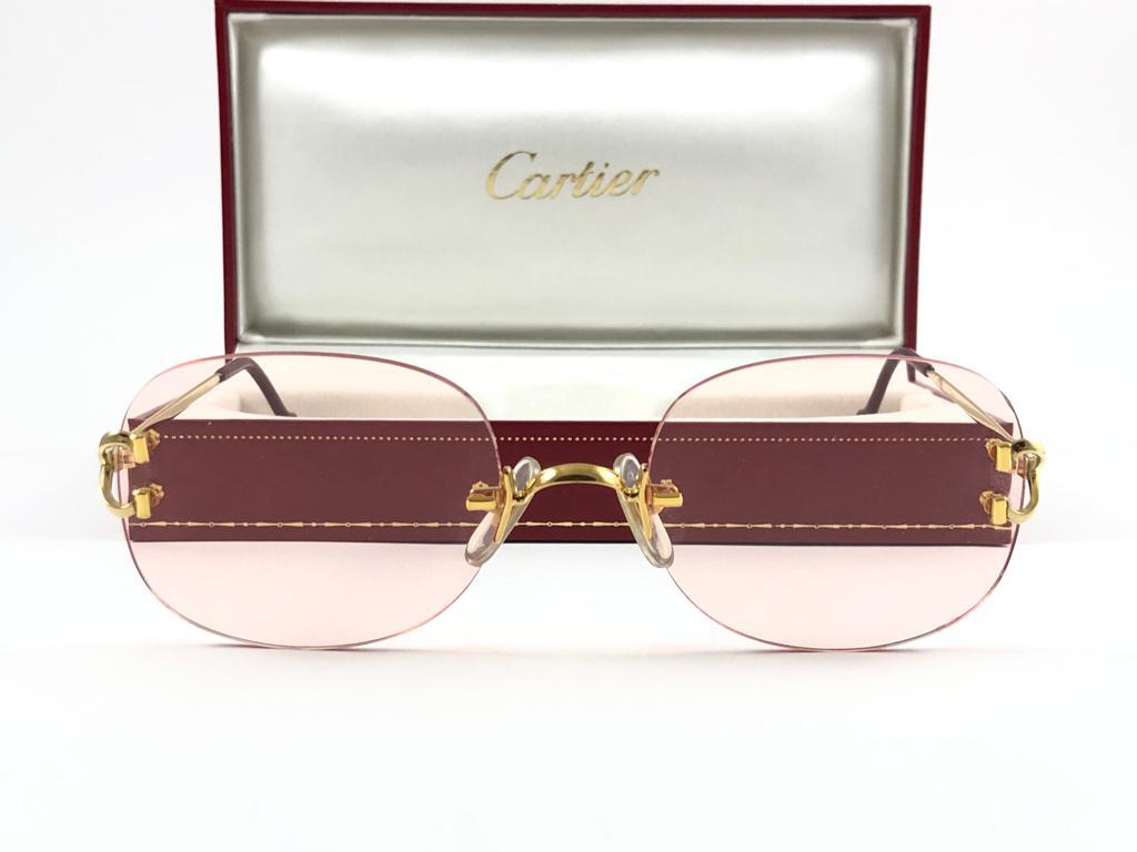 VINTAGE CARTIER SERRANO RIMLESS GOLD GRADIENT LENS  display picture 3