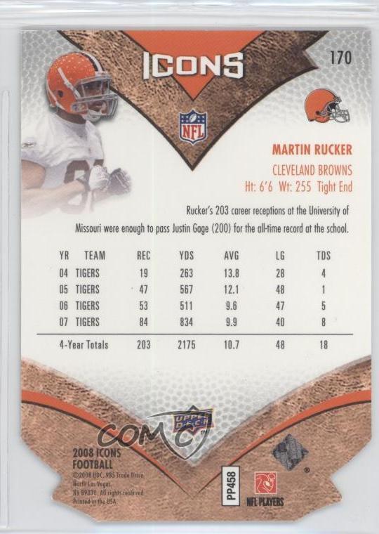 2008 Upper Deck Icons Silver Die-Cut /150 Martin Rucker #170 Rookie RC ...