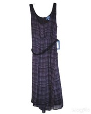 Simply Vera Wang Deep Purple Chiffon Sleeveless Maxi Twirl Belted Dress Sz 14