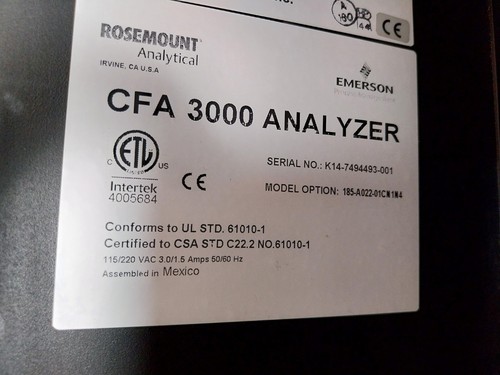 ROSEMOUNT ANALITICAL CFA 3000 Analizzatore di sodio con isolatore 115/220VAC - Foto 14 di 22