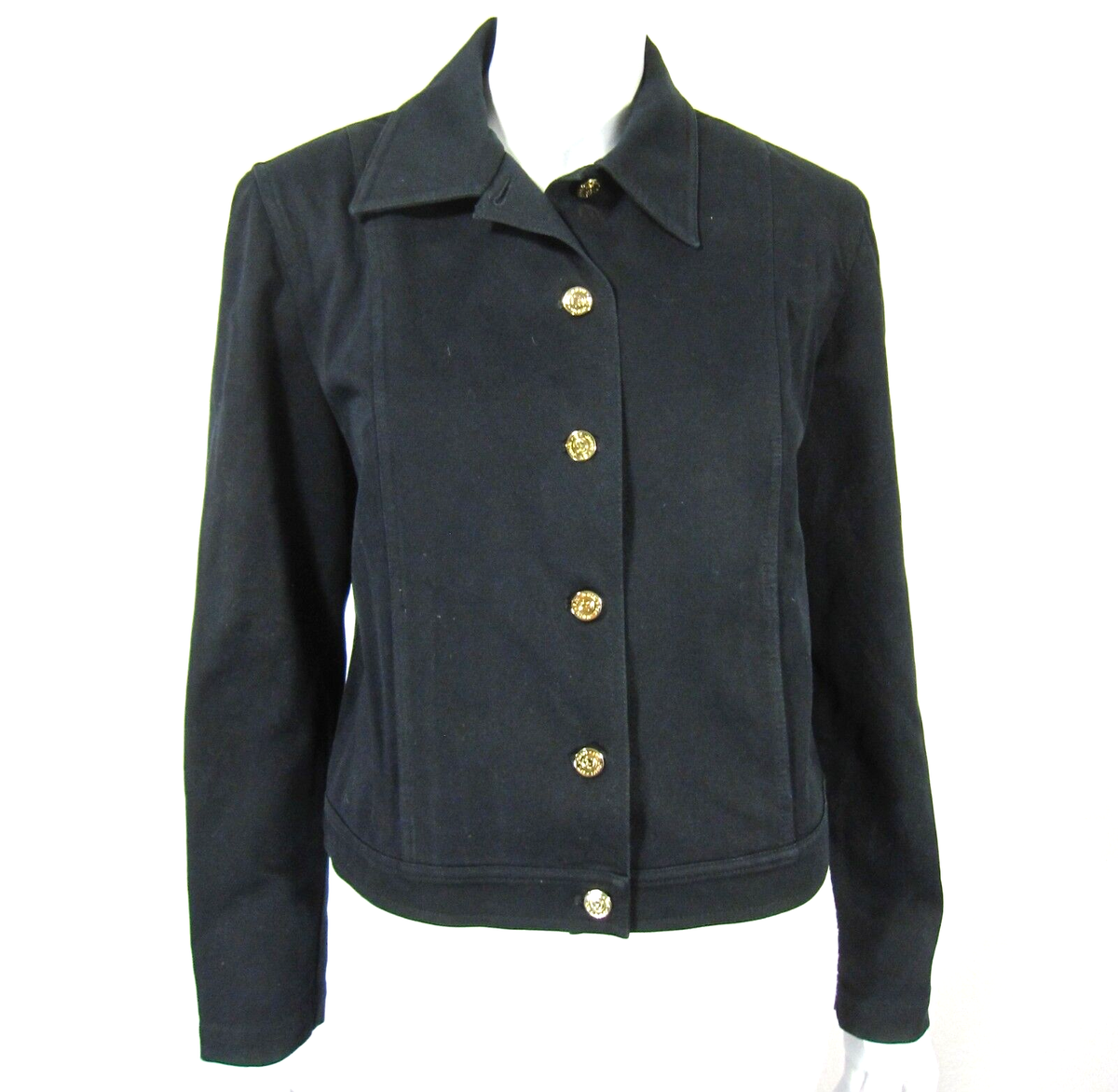 ST. JOHN SPORT By Marie Gray LONG SLEEVE SIZE P SOLID BLACK Button