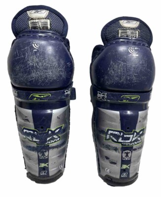 RBK 3K JOFA [ 8  20cm YTH ] Ice Roller hockey Shin Guards Pads - Blue - Used