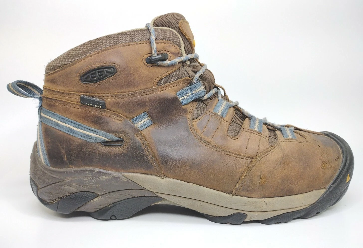 Men's Keen Detroit Mid Brown Leather Steel Toe Waterproof Boots Shoes Size 12D