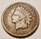 1887 P Indian Head Cent Penny  *VG - VERY GOOD*   **FREE SHIPPING**
