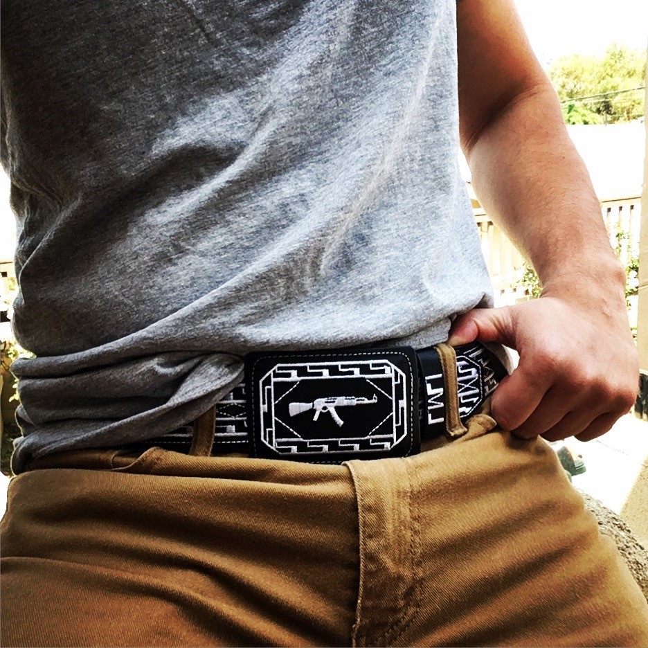 AK47 BELT san judas GALLO boots Santa Muerte rooster CINTO BORDADO