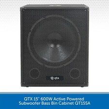 QTX 15" 600W Active Powered Subwoofer Bass Bin Cabinet DJ Disco Club QT15SA