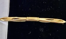 Vintage 2 1/8" Neck Tie Collar Bar Hadley Thin Classic Gold-Tone with Ornament