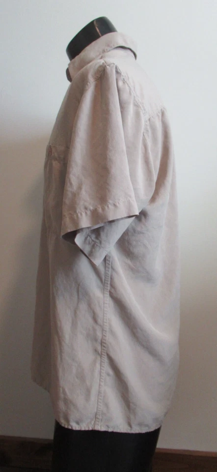 BURMA BIBAS - 100% SEDA 4279 Camisa Para Hombres Manga Corta Abotonada Marrón Sólida Talla M Foto 3 de 4