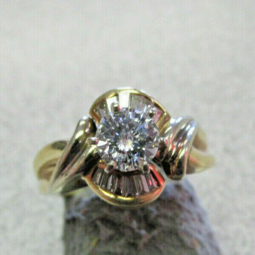Estate Diamond Ring .85 ctw With .50 ct Center Di… - image 1