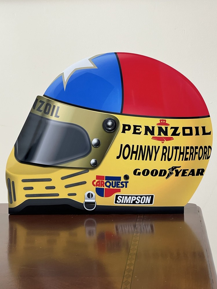 WOW!! Johnny Rutherford  Indy 500 Formula Race Car Helmet Style Sign HD 3D