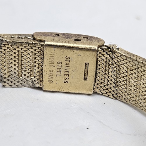 Vintage Dufonte Lucien Piccard Tank Watch Women Gold Tone Diamond Bezel Runs - Picture 8 of 14