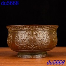 China Pure bronze fengshui longevity Flowers pattern palace Tea cup Bowls statue