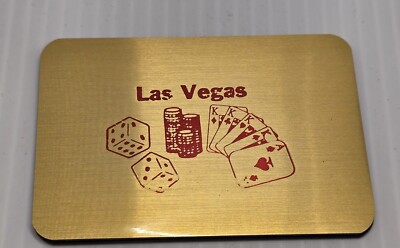 Vintage Las Vegas Address Phone Book Accordion Gold Tone Tin Metal NOS 2x3 Inch
