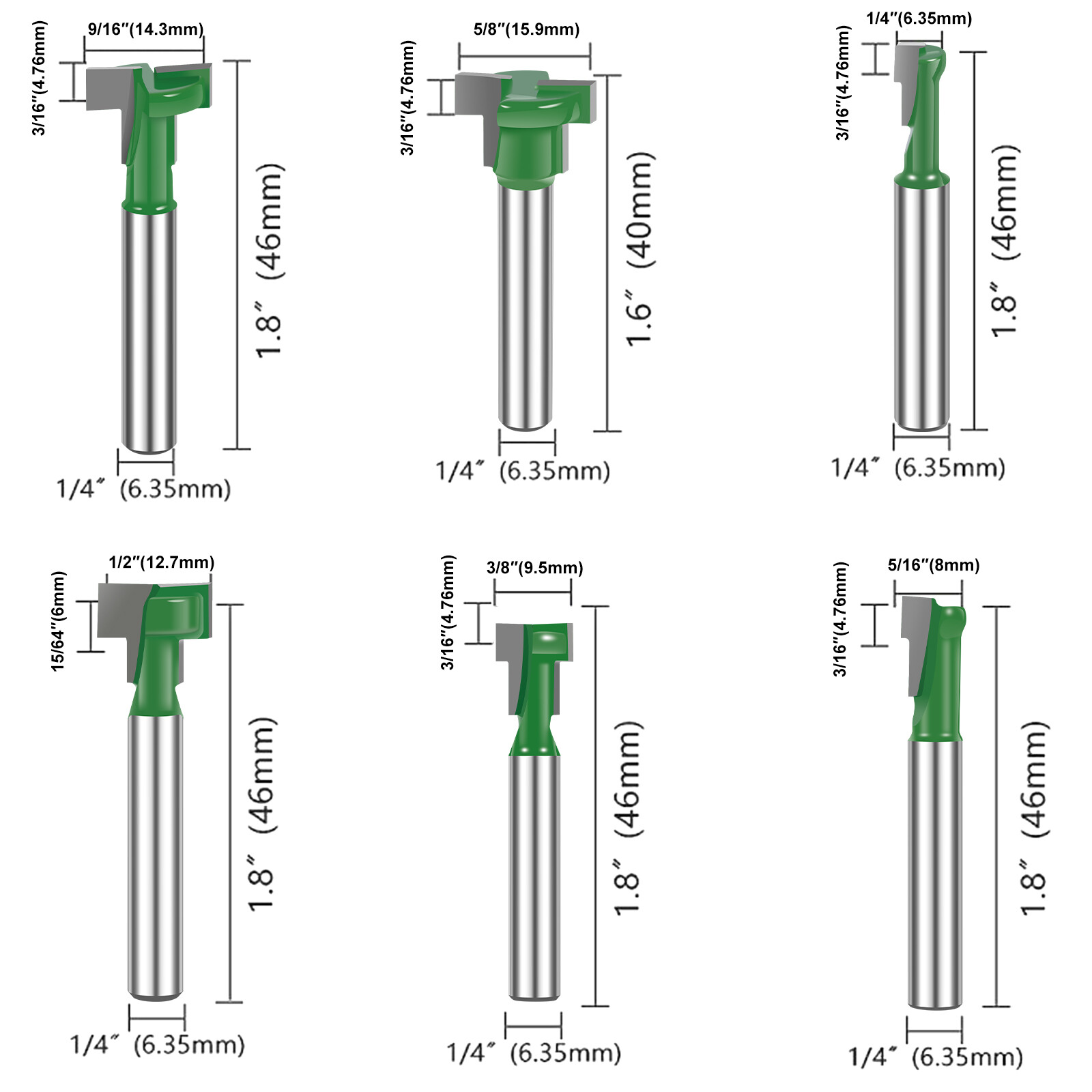 6X 1/4" Shank Keyhole Router Bits Carbide T Slot Router Bit TTrack Router BitⒷ eBay