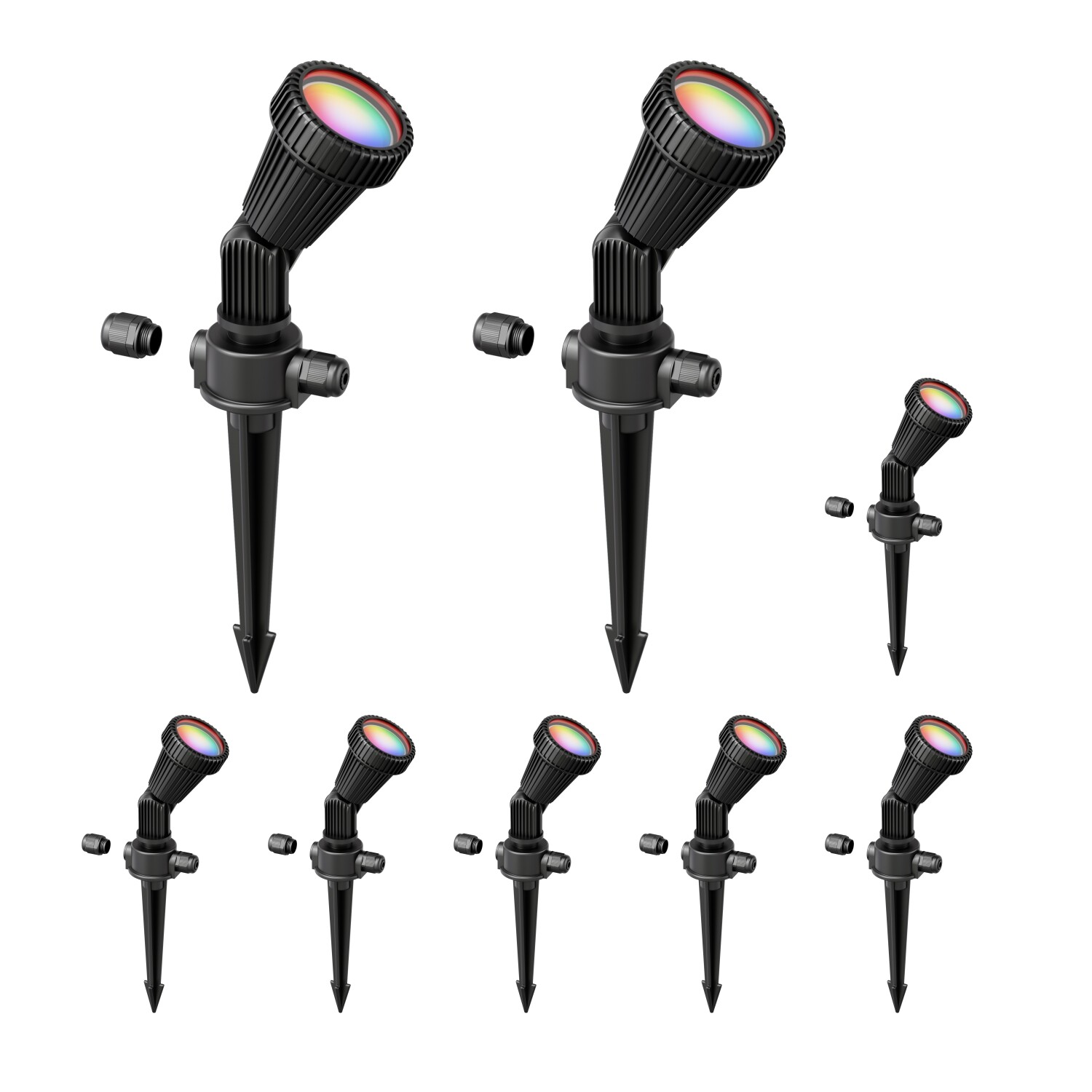 8x foco de jardín con piqueta de suelo PIRK para exterior IP44 negro 1x GU10