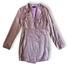 PRETTY LITTLE THING Pink Long Sleeve Mini Dress - Size 8