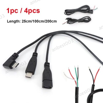 5V USB Type C female 2 4 wire Male date power repair Cable Plug Connector