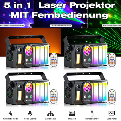 5in1 RGB Laser Projektor LED Bühnenlicht Strobe Beam DMX Disco DJ Fernbedienung