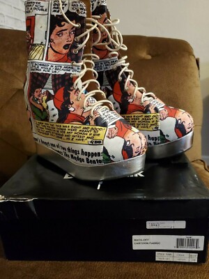 CLEARANCE RARE JEFFREY CAMPBELLXBLACK MILK COMIC PLATFORM WEDGE