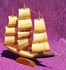 Vintage Horn Ship Ornament Gift for man sailing enthusiast gift MCM Nautical...