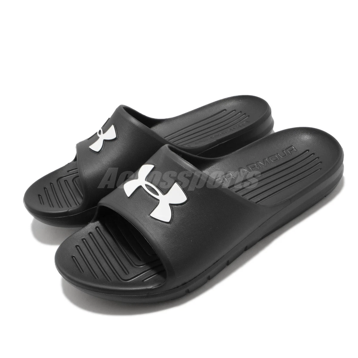 Under Armour Core PTH UA Logo Black White Men Sandals Slides 