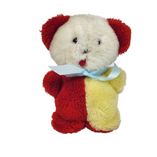 VINTAGE EDEN MUSICAL WIND UP BABY CLOWN YELLOW RED STUFFED ANIMAL PLUSH TOY