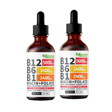  2-Pack Vitamin B12 and B6 Drops - Daily Vitamin B Complex Liquid Drops Formula