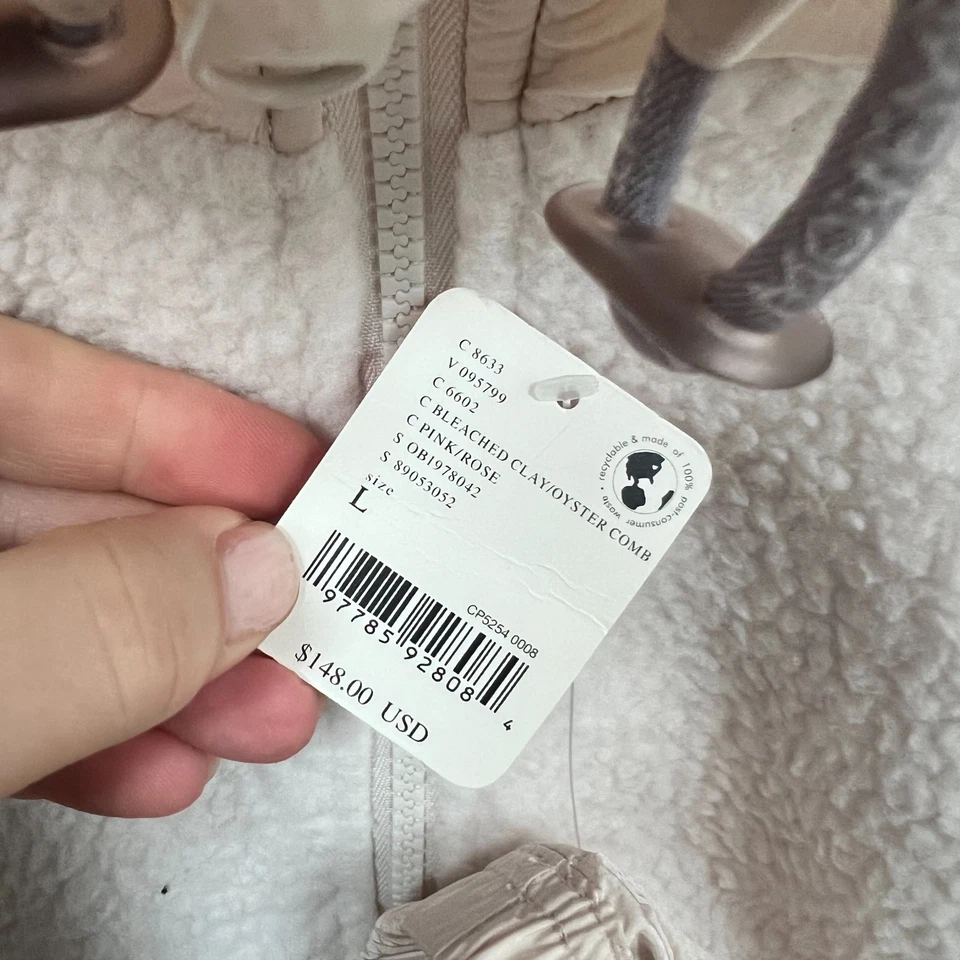 Free People Movement Amelia Zip Up Fleece.  Cream/Grey.  Large.   New with tags. - Image 2 of 4