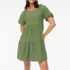 J Crew Clip-Dot Mini Dress in Fatigue Green NWT M