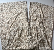 Cupio Womens Sz L Wide Leg Pull On Pants Animal Print Cream Tan Smocked Waist