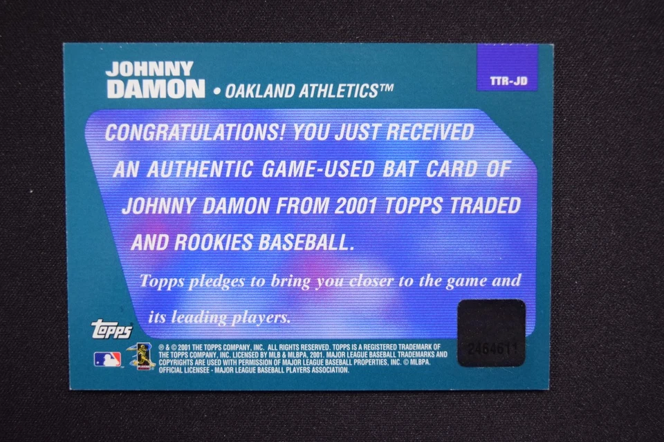 Johnny Damon 2001 Topps Traded & Rookies Relics Game Used Bat #TTR-JD - Image 2 of 2