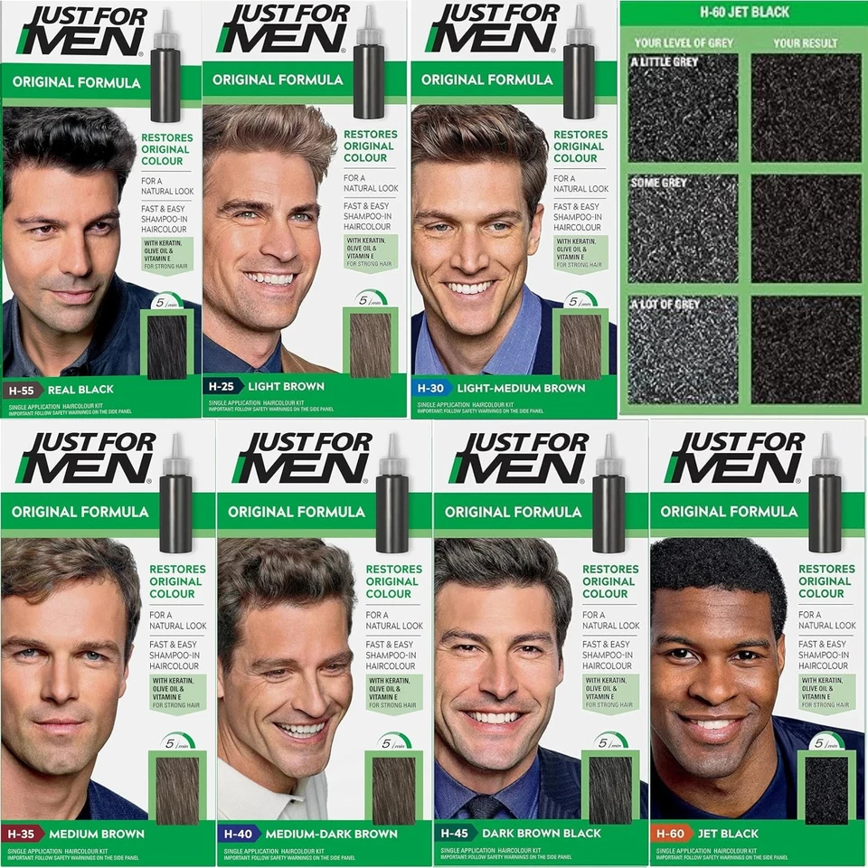 BRANDED JUST FOR MEN Original Formula Hair Dye For Natural Look Brown Black H25 H35 H55