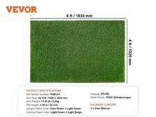  Artifical Grass Rug Green Turf 1.38/1.57" Fake Door Mat Outdoor Patio Lawn Deco