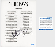 Matt Healy 'The 1975' Band Signed Lyric Sheet 'Somebody Else' ACOA