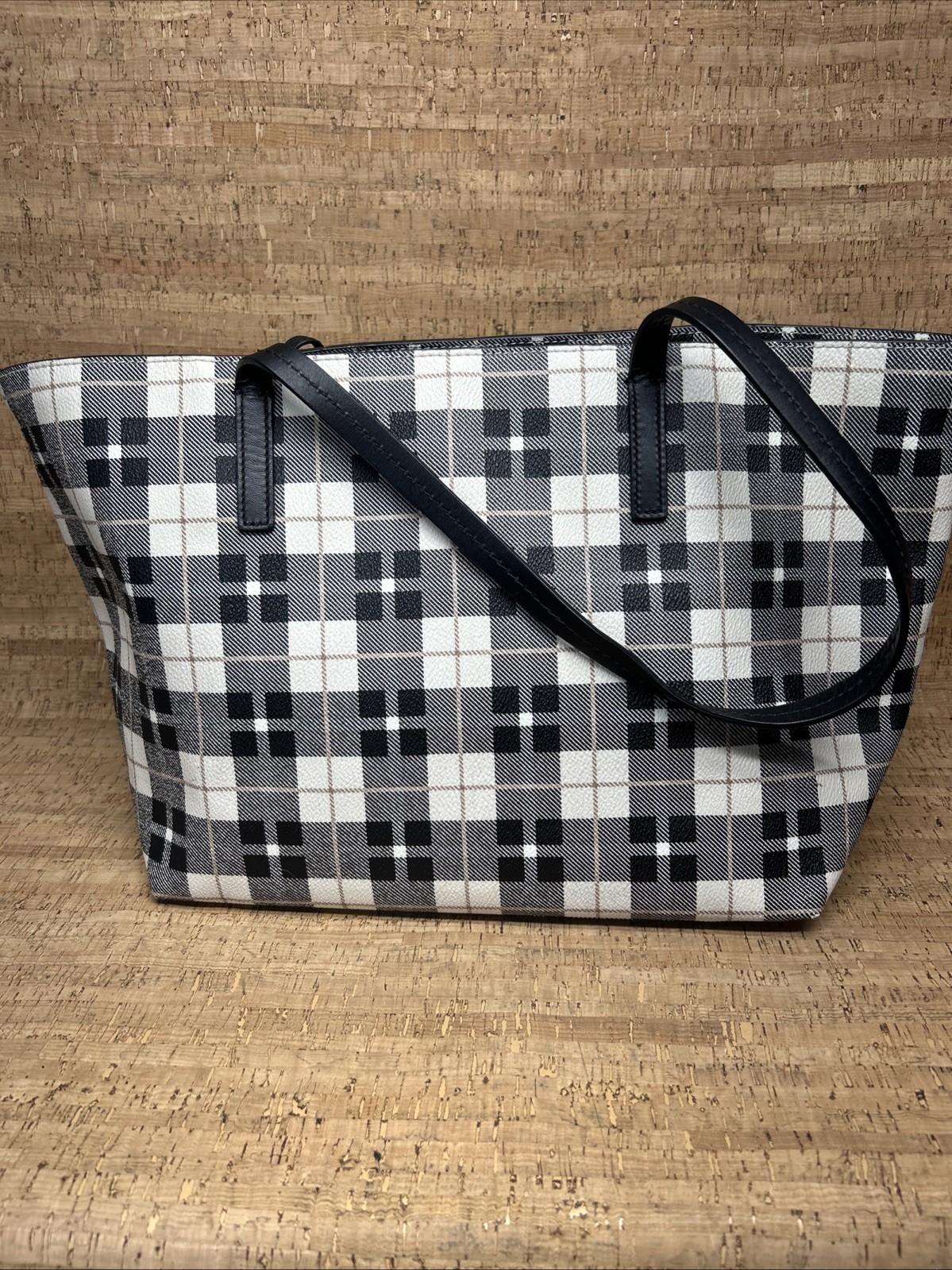 KATE SPADE Hawthorne Lane Plaid Ryan Tote Light Shale Coated Canvas thumbnail 7