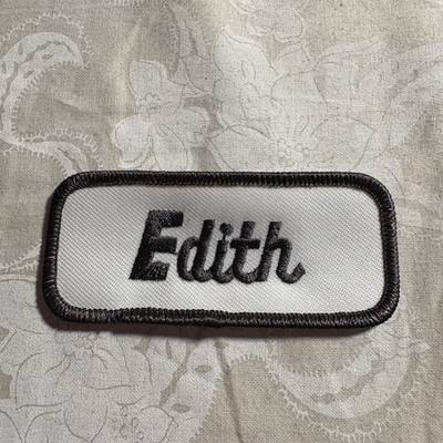 Edith Name Patch Embroidered White Gray Work Uniform Iron-On
