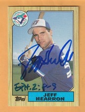 Jeff Hearron Toronto Blue Jays AUTO Signed 1987 Topps Texas Longhorns