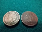 1863,80 Lot Of 2 Indian Head Pennies With F-VF Details You Judge See Pics