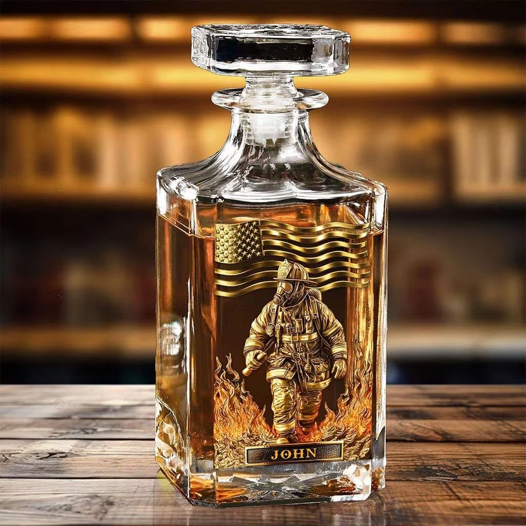 Custom Firefighter Whiskey Decanter- Perfect Retirement Gift Fire Departmen