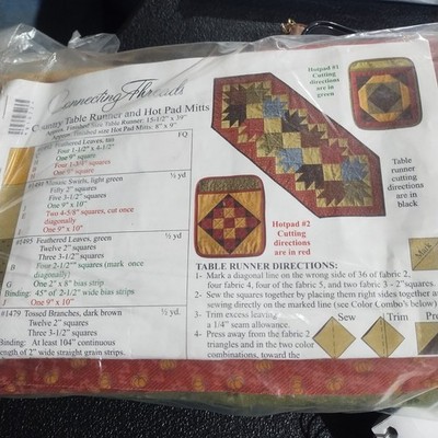 ConnectingThreads Country Table Runner And Hot Pad Mitts DIY Kit Fabric Included