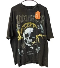 New YoungLA 4058 T Mens XL T-shirt Black Haloed Skull Graphic Print